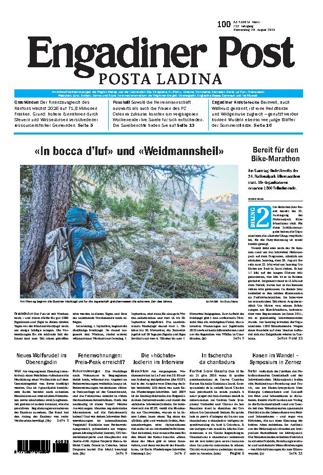 Engadiner Post Nr. 100 vom Donnerstag, 28.08.2025