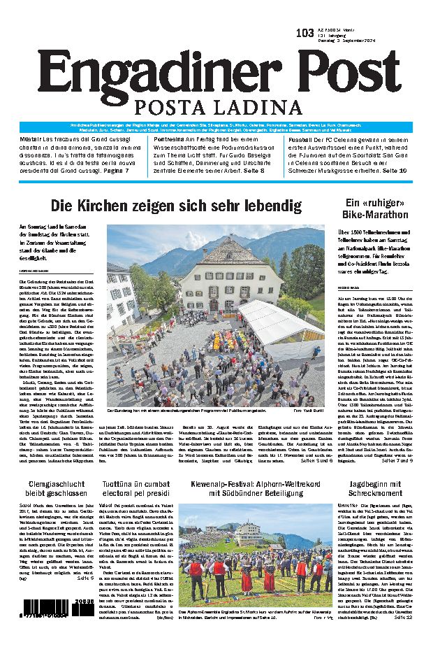 Engadiner Post Nr. 103 vom Dienstag, 03.09.2024