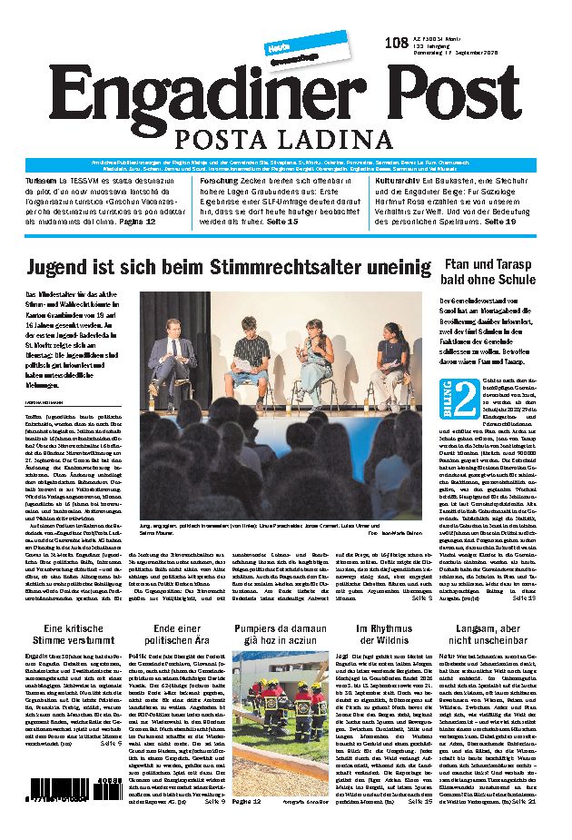 Engadiner Post Nr. 108 vom Donnerstag, 17.09.2026