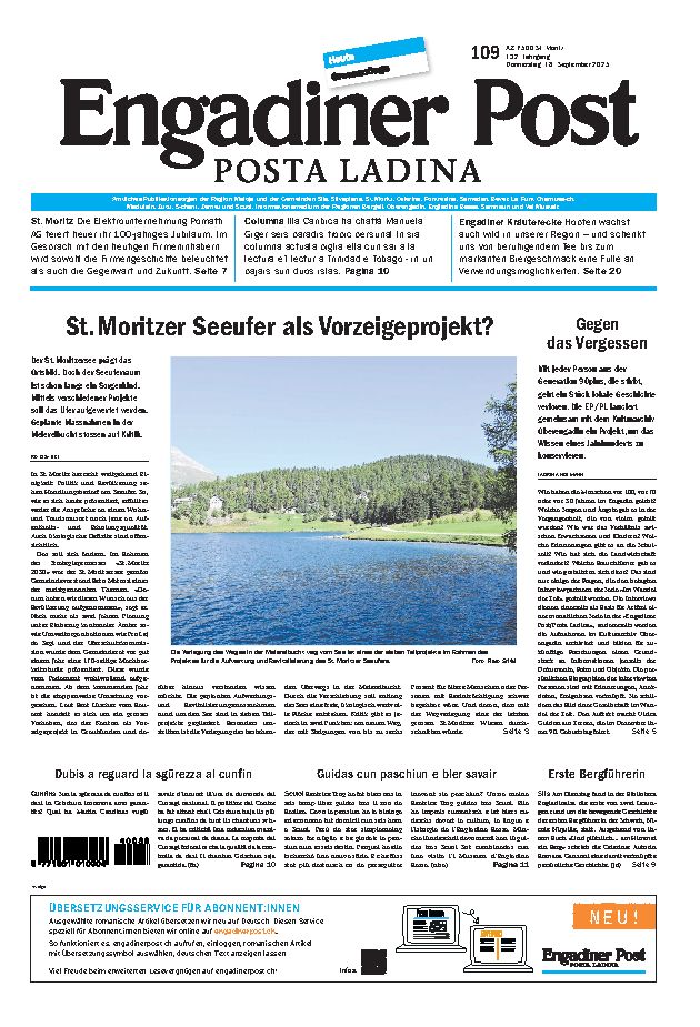 Engadiner Post Nr. 109 vom Donnerstag, 18.09.2025