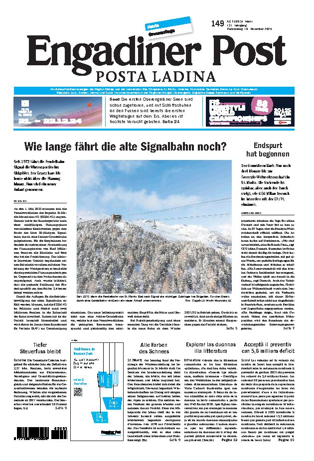 Engadiner Post Nr. 149 vom Donnerstag, 19.12.2024